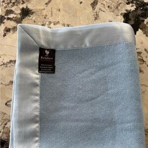 Light Blue Cashmere Satin-Trim Baby Blanket